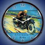 Vintage Motorcycle Afternoon Ride LED Backlit Clock